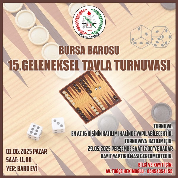 Bursa Barosu 15.Geleneksel Tavla Turnuvası